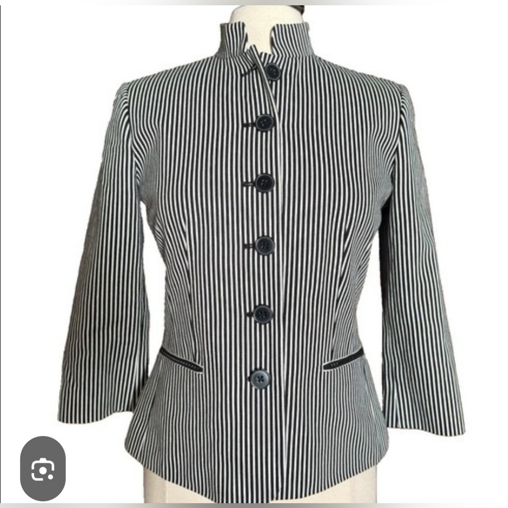 Chaps Black and White Striped Blazer